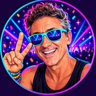 Cartoon of Graham at the festival, throwing a peace sign